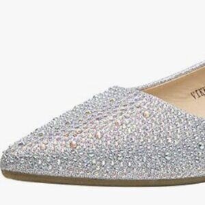 Mila Lady Sparkly Crystals Rhinestone Comfortable Slip-On Point Toe Ballet Flat